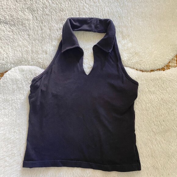 Gloria Vanderbilt Vintage Y2K V-Neck Collared Sleeveless Top – Black, Petite Sma - Picture 10 of 12